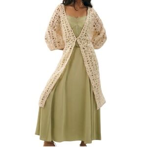 Maeve Embroidered Floral Openwork Kimono - Cream